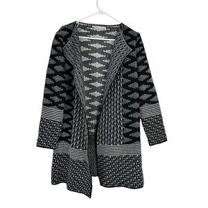 Skovhuus Womens Black Knit Cardigan Medium Wool Blend Long Sleeve Open Front
